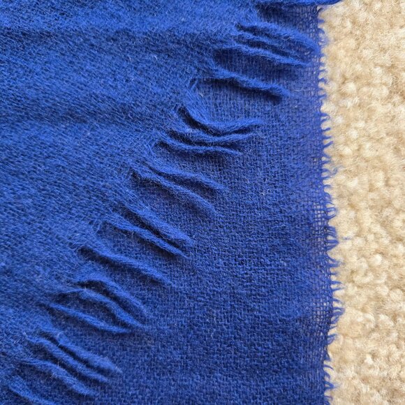 Black Saks Fifth Avenue Woven Cashmere Scarf Blue - Picture 6 of 15